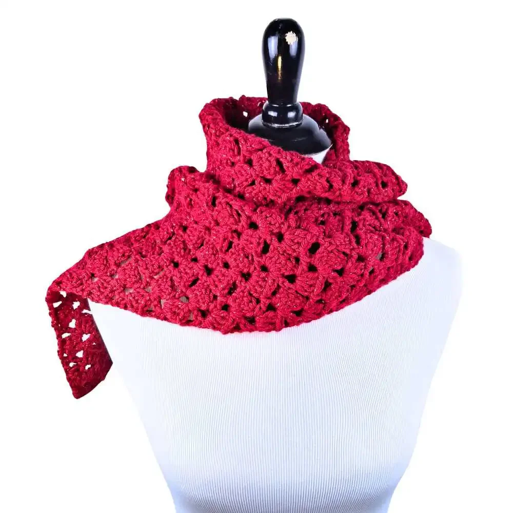 Crocheted Red Sparkle Scarf